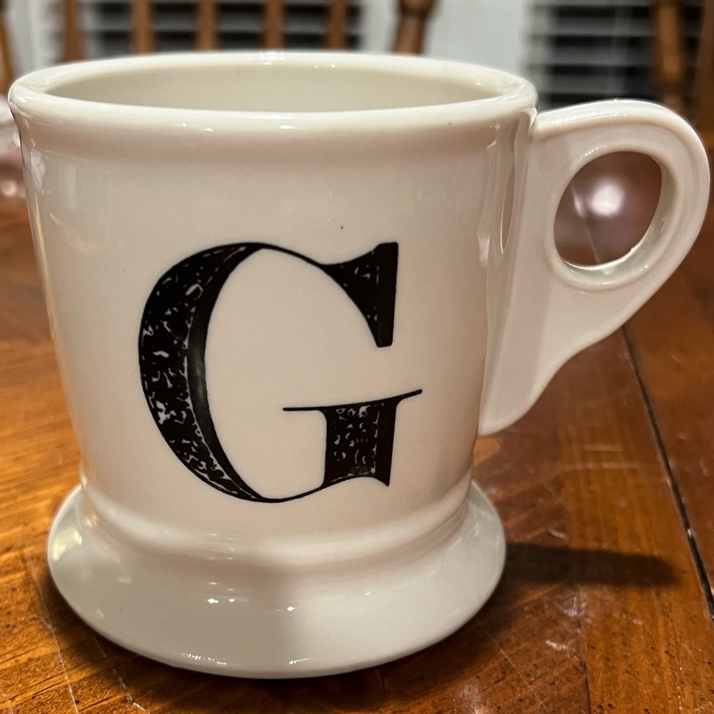 Anthropologie Monogram Initial “G” Coffee Tea Mug EUC! Classic